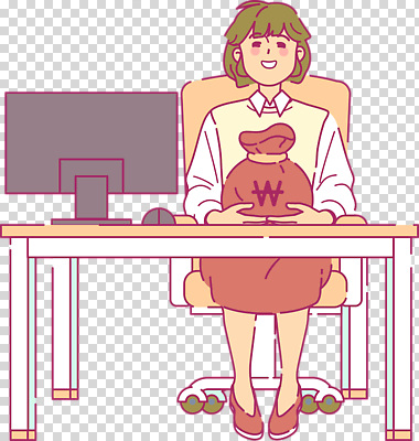 가구 컨셉 돈 회사 비즈니스 사람 라이프 경제 전자제품 작업 재산 파일형식 여자 사무실 돈자루 컴퓨터 의자 일상 업무 금융 직장 회의 추억 편집이미지 PNG