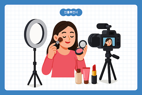 여자 일러스트 스튜디오 조명 화장 뷰티 카메라 촬영 화장품 립스틱 볼터치 메이크업브러쉬 촬영장비 파운데이션 브이로그 인플루언서 유튜버 국내일러스트 AI파일 라이프스타일 사람 전자제품 도구 붓 동영상 파일형식 벡터 크리에이터 유명인