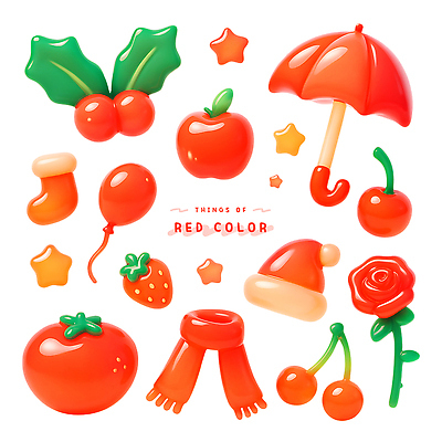 PSD 편집이미지 리본 장갑 크리스마스 토마토 과일 우산 딸기 사탕 장식 빨간색 스카프 체리 사과 스타 편집3D 잡화 기념일 컬러 채소 디저트 3D 목도리 파일형식