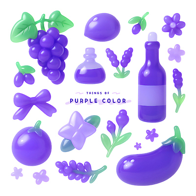 모양 PSD 편집이미지 디자인 꽃 컬러 채소 과일 포도 그래픽 장식 보라색 오브젝트 아이템 스타일 편집3D 식물 3D 파일형식