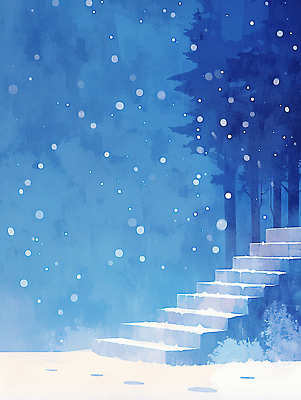 식물 계절 컨셉 날씨 생태계 파일형식 겨울 계단 나무 풍경 신비 고요 평화 자연 장면 조화 뷰티풀 기온 청명 하늘 컬러 차가움 국내일러스트 JPG 일러스트