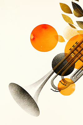 JPG 모양 디자인 예술 음악 컬러 일러스트 따뜻함 밝음 그래픽 고요 원형 크기 그림 트럼펫 조화 국내일러스트 AI일러스트 AI콘텐츠 도형 문화예술 금관악기 파일형식