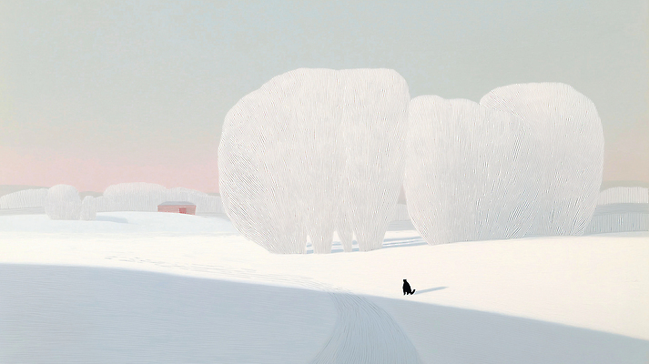 JPG 나무 겨울 일러스트 자연 하늘 아침 사람 풍경 평화 걷기 고요 산책 흰색 부드러움 조용 뷰티풀 색감 차분 국내일러스트 AI일러스트 AI콘텐츠 주간 식물 계절 컬러 컨셉 모션 휴식 감각 생태계 파일형식