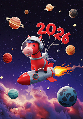 JPG 편집이미지 별 컬러 백그라운드 3D캐릭터 그래픽 우주 귀여움 꿈 행성 로켓 도전 말_게임 우주복 스페이스 이미지편집 병오년 붉은말캐릭터 AI컴퓨터그래픽 AI콘텐츠 자연요소 도형 캐릭터 옷 컨셉 말캐릭터 파일형식 2026년