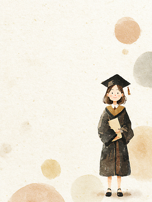 옷 여자 감정 어린이 백그라운드 컨셉 졸업 베이지색 파일형식 졸업식 소녀 가운 종이 수료 기념 축하 교육 성장 베이지색배경 그림 성공 기쁨 분위기 졸업생 학생 국내일러스트 일러스트 JPG