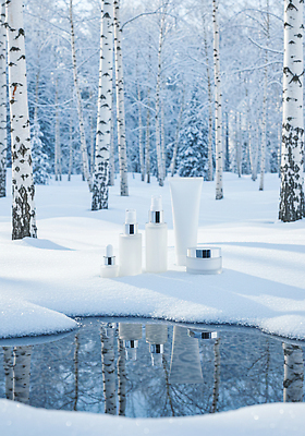 JPG 편집이미지 겨울 자연 반사 평화 화장품 흰색 상품 숲 피부 스킨케어 기초화장품 보습 뷰티풀 편집실사 계절 컬러 컨셉 신체부위 뷰티 CG 생태계 파일형식