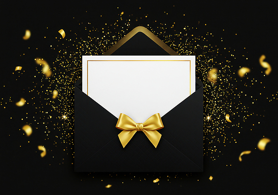 편집이미지 컬러 컨셉 모션 카드_감사 이벤트 파일형식 초대장 봉투 리본 검은색 금색 반짝임 장식 축하 파티 기념일 발표 편지 디자인 이미지편집 JPG