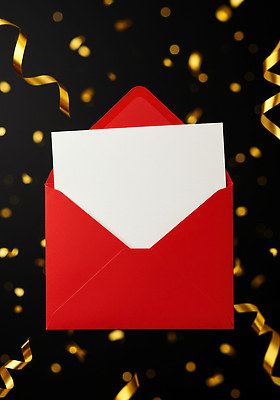 편집이미지 컬러 컨셉 카드_감사 이벤트 파일형식 편지 봉투 빨간색 축하 리본 장식 메시지 기념일 선물 축하카드 종이 디자인 오브젝트 이미지편집 JPG 초대장