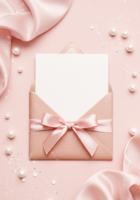 편집이미지 기념일 컬러 결혼 카드_감사 이벤트 파일형식 분홍색 봉투 리본 구슬 백그라운드 장식 우편물 초대장 파티 크리스마스 생일 결혼식 이미지편집 JPG