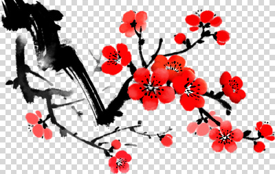 나무 편집이미지 전통 꽃잎 잎 자연 한국 수묵화 미술 여름 벚꽃 그림 PNG 식물 계절 꽃 아시아 문화예술 생태계 파일형식