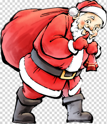 편집이미지 캐릭터 포즈 크리스마스 겨울 산타모자 선물 웃음 빨간색 산타클로스 축제 기쁨 비밀 즐거움 자루 PNG 모자_잡화 계절 기념일 감정 컬러 컨셉 표정 파일형식