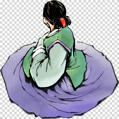 한국전통 옷 아시아 뷰포인트 컨셉 사람 전통의상 파일형식 전통 여자 한복 뒷모습 한국 뷰티풀 문화 우아함 컬러 드레스 소매 헤어스타일 장식 편집이미지 PNG