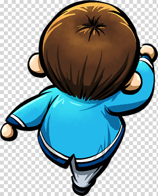 컬러 컨셉 모션 사람 라이프 파일형식 어린이 캐릭터 뒤돌아보기 걷기 파란색 귀여움 디자인 단순화된 상반신 장면 일상 편집이미지 PNG