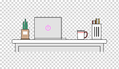 커피 가구 컨셉 회사 문구용품 잔 전자제품 오브젝트 파일형식 책상 노트북 화분 커피잔 정리 사무용품 컴퓨터 직장 작업 집중 편집이미지 PNG