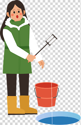 자연요소 계절 여자 어린이 레저 어패류 수중동물 외투 생태계 파일형식 얼음 조개 소녀 겨울 조끼 양동이 물 모션 낚시 손잡이 스노우 자연 어류 편집이미지 PNG