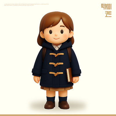 PSD 편집이미지 캐릭터 학생 어린이 겨울 학교 따뜻함 소녀 일상 앞모습 책 코트 겨울옷 편집3D 옷 계절 여자 교육 뷰포인트 사람 라이프 3D 외투 파일형식