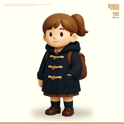 PSD 편집이미지 캐릭터 옷 어린이 겨울 배낭 학교 동화 따뜻함 소녀 일상 친구 코트 외출 편집3D 계절 여자 교육 가방 관계 사람 라이프 3D 외투 파일형식