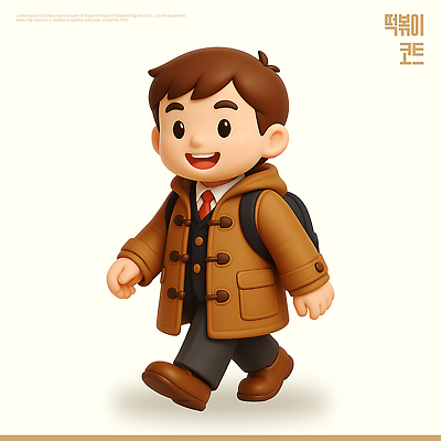 PSD 편집이미지 캐릭터 행복 길 겨울 가방 따뜻함 표정 소년 소풍 걷기 외투 코트 도전 즐거움 편집3D 잡화 계절 남자 감정 어린이 상의 모션 야외활동 3D 파일형식
