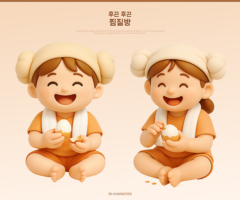 PSD 편집이미지 캐릭터 디자인 행복 어린이 3D캐릭터 웃음 3D 귀여움 계란 표현 아기 장면 부드러움 색감 양머리 찜질방 편집3D 감정 컨셉 표정 사람 알 감각 디지털합성 파일형식