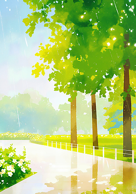 식물 계절 공공시설 길 컬러 컨셉 휴식 생태계 파일형식 공원 나무 풍경 하늘 보행로 물방울 꽃 자연 여름 오후 산책 수채화 바닥 초록색 평화 정원 국내일러스트 일러스트 JPG