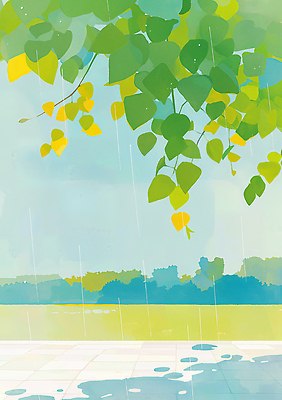 계절 컬러 컨셉 잎 표정 생태계 파일형식 나뭇잎 호수 풍경 여름 자연 물방울 평화 뷰티풀 차분 초록색 하늘 날씨 식물 환경 체험 감정 찡그림 국내일러스트 일러스트 JPG