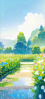 식물 길 컨셉 감각 생태계 파일형식 정원 꽃 나무 풍경 하늘 자연 뷰티풀 분위기 공간 컬러 편안함 산책로 날씨 온도 조화 국내일러스트 일러스트 JPG