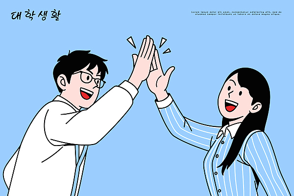 학생 행복 백그라운드 일러스트 교실 모션 협력 표정 대화 웃음 일상 친구 청춘 기쁨 동료 즐거움 긍정 하이파이브 소통 참여 국내일러스트 AI파일 교육 감정 컨셉 학교 관계 말하기 손짓 라이프 파일형식 벡터