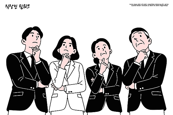 상의 생각 일러스트 비즈니스 회의 협력 직장 표정 대화 사무실 작업 직장인 발표 전문직 계획 토론 고민 문제해결 국내일러스트 AI파일 직업 옷 감정 컨셉 회사 말하기 파일형식 벡터