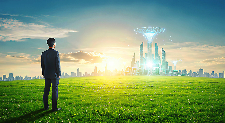 JPG 편집이미지 디자인 남자 여유 자연 하늘 미래 기술 풍경 초원 햇빛 환경 고층빌딩 도시 저녁 비전 의료성형뷰티 이미지편집 AI컴퓨터그래픽 AI콘텐츠 감정 컨셉 사람 빌딩 태양 야간 생태계 파일형식