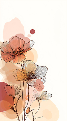 JPG 디자인 꽃잎 꽃 예술 선 컬러 백그라운드 일러스트 자연 수채화 따뜻함 장식 그림 캔버스 조화 뷰티풀 상상력 색채 창의성 국내일러스트 식물 생태계 파일형식