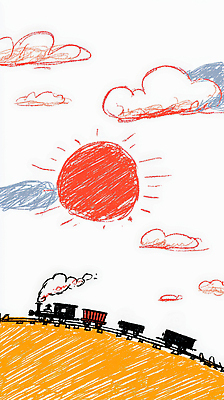 JPG 사계절 여행 일러스트 자연 하늘 색연필 풍경 초원 빨간색 여름 태양 노란색 평화 일출 일몰 기차 표현 그림 기차역 국내일러스트 자연요소 계절 육상교통 컬러 컨셉 학용품 대중교통 노을 역 생태계 파일형식