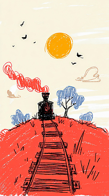 JPG 나무 전통 여유 예술 여행 일러스트 자연 하늘 동화 풍경 일상 태양 기찻길 기차 자유 변화 언덕 그림 감성 국내일러스트 자연요소 식물 감정 육상교통 컨셉 대중교통 라이프 생태계 파일형식