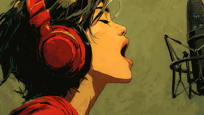 직업 감정 음악 음향기기 문화예술 사람 이벤트 파일형식 여자 노래 마이크 헤드폰 공연 열정 아티스트 스튜디오 표현 목소리 창작 소리 스타일 예술 앨범 트랙 군중 국내일러스트 일러스트 JPG