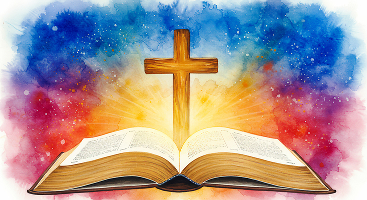 JPG 기독교 종교 예술 컬러 백그라운드 십자가 일러스트 빛 독서 평화 성경 그림 신성 경전 국내일러스트 컨셉 종교용품 책 파일형식