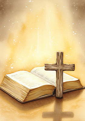 JPG 나무 기독교 종교 십자가 일러스트 조명 장식 평화 믿음 성경 기도 영혼 축복 감사 장면 신성 국내일러스트 식물 감정 컨셉 종교용품 파일형식