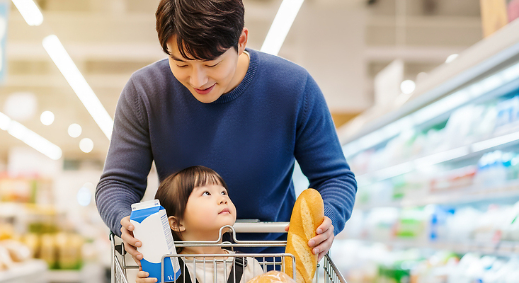 JPG 편집이미지 행복 어린이 음식 가족 놀이 쇼핑 장보기 부모 자녀 아빠 고객 장바구니 주말 마트 소통 의료성형뷰티 편집실사 감정 컨셉 관계 사람 바구니 상점 CG 파일형식
