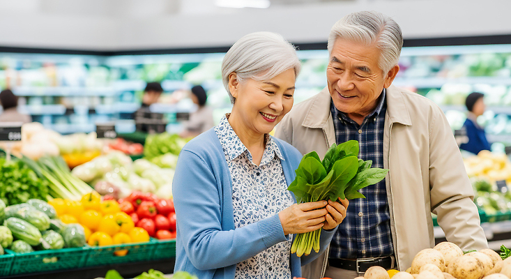 JPG 편집이미지 행복 채소 가족 건강 사랑 웃음 일상 쇼핑 장보기 노부부 시장 슈퍼마켓 소통 의료성형뷰티 편집실사 부부 감정 컨셉 관계 표정 라이프 상점 CG 파일형식