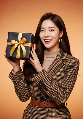 JPG 편집이미지 옷 여자 패션 행복 백그라운드 포장 조명 선물 웃음 주황색 기쁨 매력적 소중 의료성형뷰티 스타일 편집실사 감정 컬러 컨셉 표정 사람 CG 파일형식