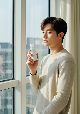 JPG 편집이미지 남자 표정 일상 도시풍경 햇빛 발코니 자신감 상품 창가 스킨케어 의료성형뷰티 편집실사 AI인물포토 AI콘텐츠 감정 창문 사람 풍경 라이프 태양 뷰티 도시 CG 파일형식 AI포토