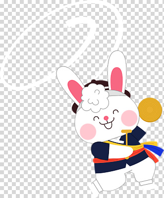 동물 편집이미지 캐릭터 한국문화 디자인 백그라운드 공 웃음 친구 귀여움 기쁨 토끼 전통의상 그림 풍선 PNG 동양문화 전통 감정 컨셉 포유류 관계 한국 표정 반려동물 파일형식