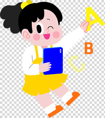 편집이미지 알파벳 교육 어린이 모션 놀이 웃음 학습 태블릿 노란색 활발 가르침 즐거움 PNG 상상력 창의력 영어 감정 컬러 컨셉 표정 사람 전자제품 스마트기기 파일형식 문자