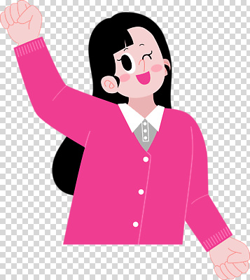 편집이미지 캐릭터 행복 감정 분홍색 표정 웃음 소녀 손들기 기쁨 표현 아기 카디건 PNG 긍정적 여자 어린이 컬러 모션 사람 외투 파일형식 상의 옷
