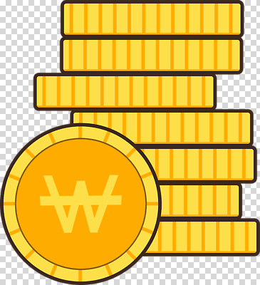 아시아 컬러 돈 비즈니스 금융 경제 재산 파일형식 원화 동전 금색 한국 상징 재정 상품 거래 투자 편집이미지 PNG