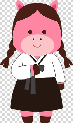 편집이미지 캐릭터 전통 옷 패션 명절 문화 분홍색 포즈 한국 웃음 귀여움 머리띠 한복 세배 PNG 스타일 한국전통 기념일 아시아 컬러 컨셉 장신구 표정 절_인사 전통의상 파일형식