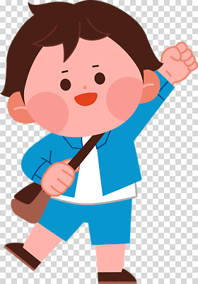 잡화 감정 컬러 컨셉 셔츠 바지 모션 표정 사람 파일형식 어린이 기쁨 파란색 옷 가방 반바지 티셔츠 들기 활기 표현 즐거움 장면 웃음 편집이미지 PNG