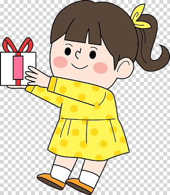 편집이미지 원피스 행복 리본 어린이 컬러 선물 요리 웃음 소녀 장식 상자 노란색 기쁨 PNG 착용 옷 여자 감정 표정 사람 파일형식