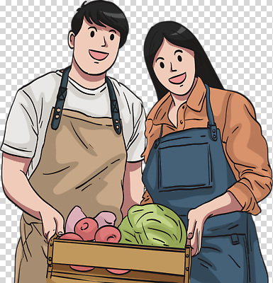 편집이미지 여자 남자 음식 농업 채소 협력 웃음 상자 농장 수확 신선 작업 사과 농부 배추 PNG 직업 산업 과일 표정 사람 파일형식