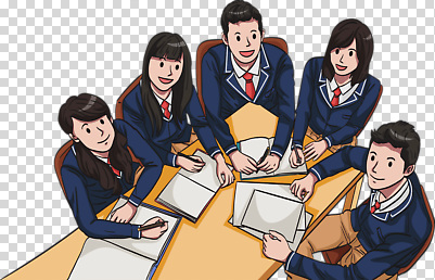 직업 컨셉 비즈니스 학교 문구용품 파일형식 학생 회의 토론 아이디어 의견 공유 대학교 교육 협력 계획 발표 교사 공책 기록 편집이미지 PNG