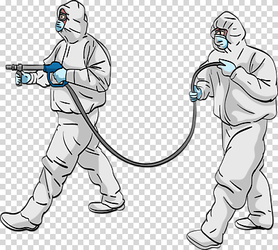 편집이미지 길 거리 마스크 안전 야외 환경 장비 작업 위생 청소 호스 PNG 방역 작업자 방역복 옷 파일형식