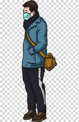 라이프스타일 잡화 계절 공공시설 사람 라이프 파일형식 남자 마스크 가방 도시 공원 겨울 시티라이프 일상 건강 안전 경계 보행자 야외 편집이미지 PNG